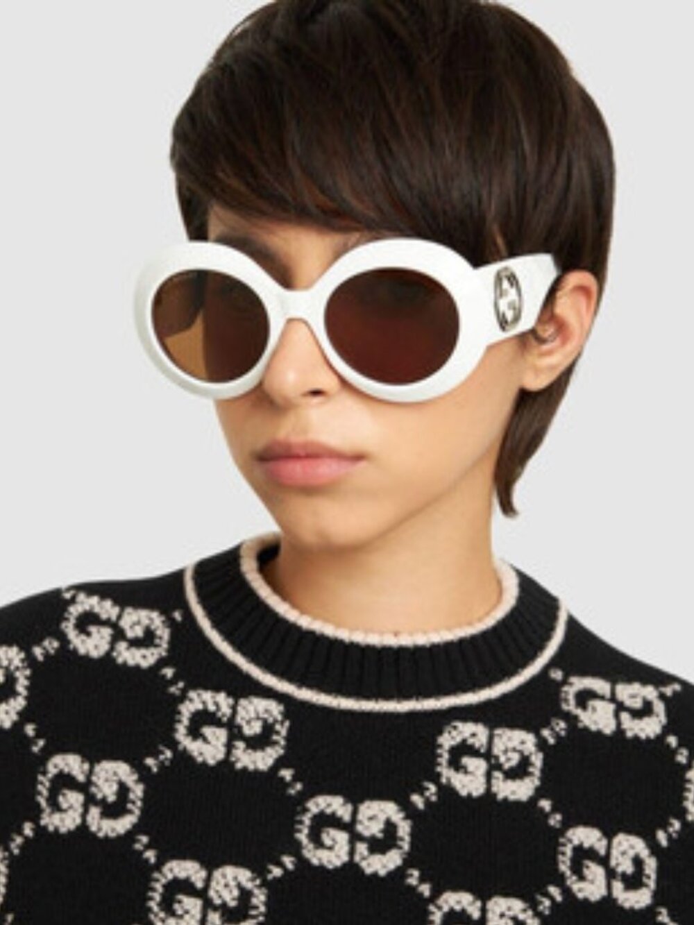 NEW GUCCI ROUND SUNGLASSES GUCCI GG1647S 003 WHITE BROWN EYEWEAR